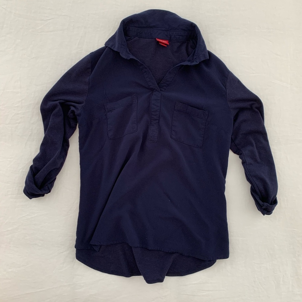 Target Merona Navy Drapey V-Neck Collared Blouse